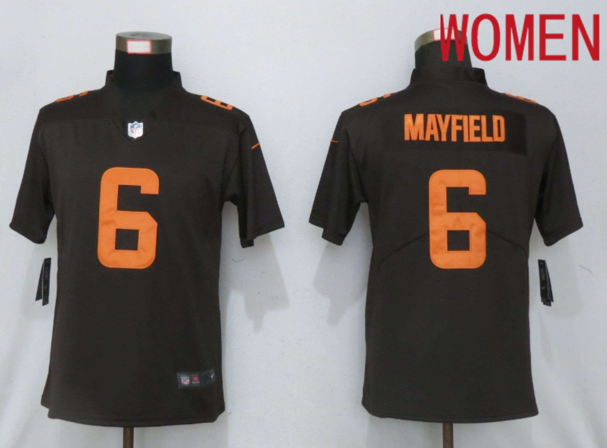 Women Cleveland Browns #6 Mayfield Brown lternate Vapor Elite Playe Nike NFL Jersey